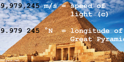 Great Pyramid GPS coordinate - speed of light